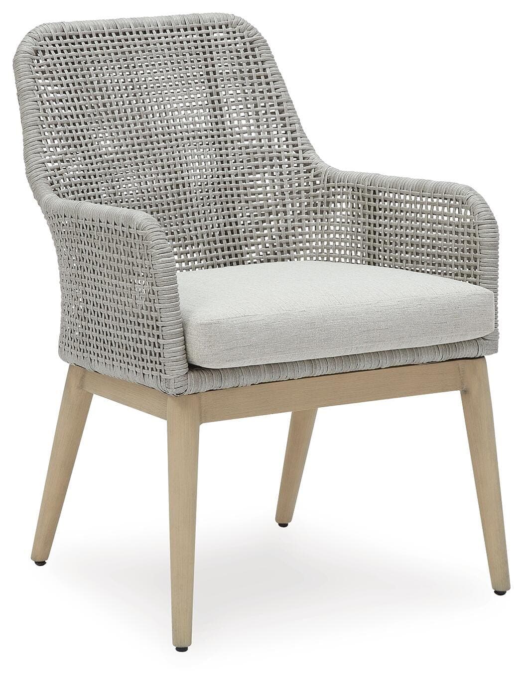 Seton Creek Outdoor Dining Arm Chair (Set of 2) — Black/Gray;Brown/Beige — view 3