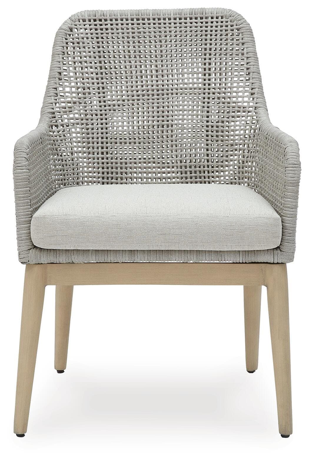 Seton Creek Outdoor Dining Arm Chair (Set of 2) — Black/Gray;Brown/Beige — view 4