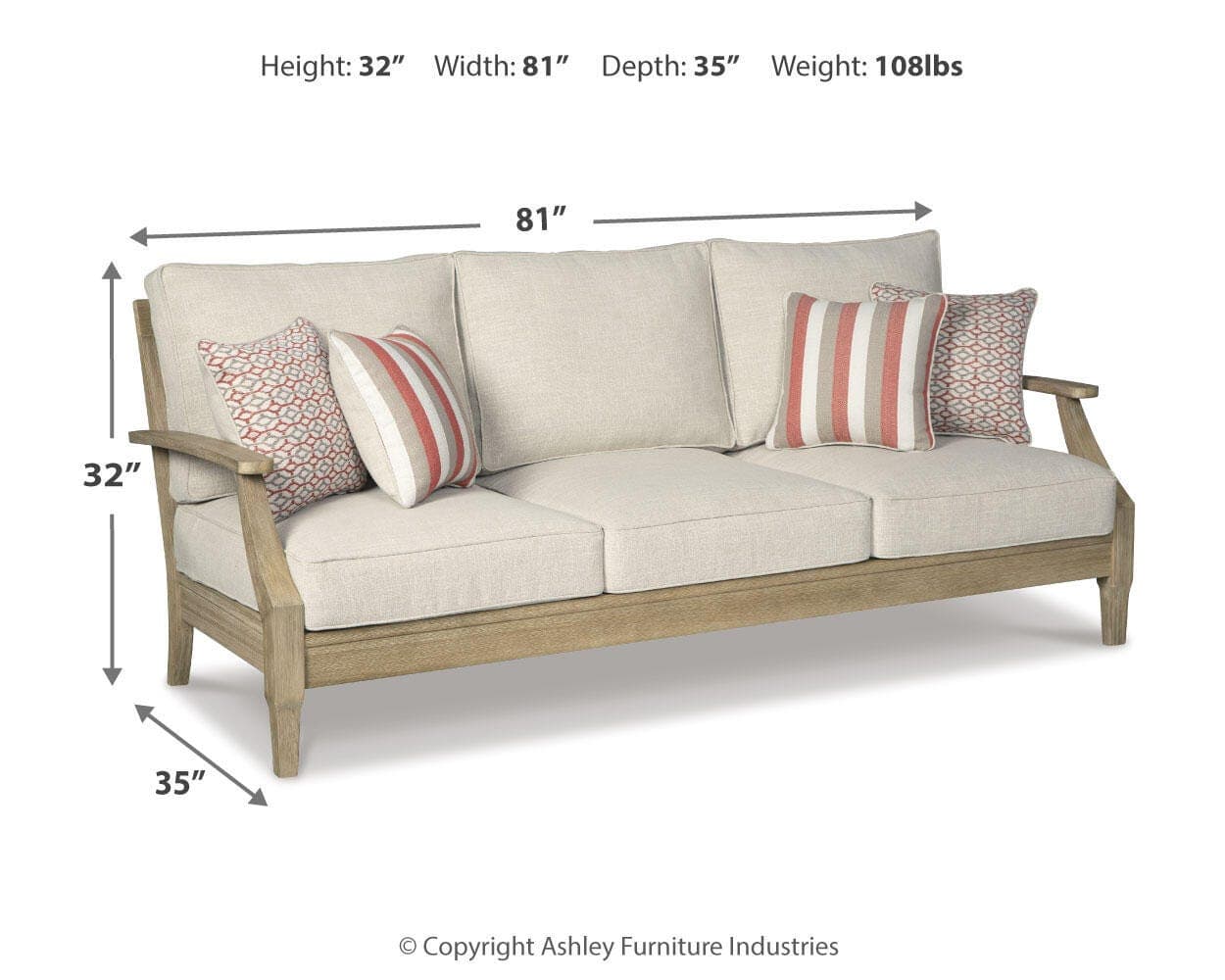 Clare View Sofa with Cushion — White;Brown/Beige — view 4