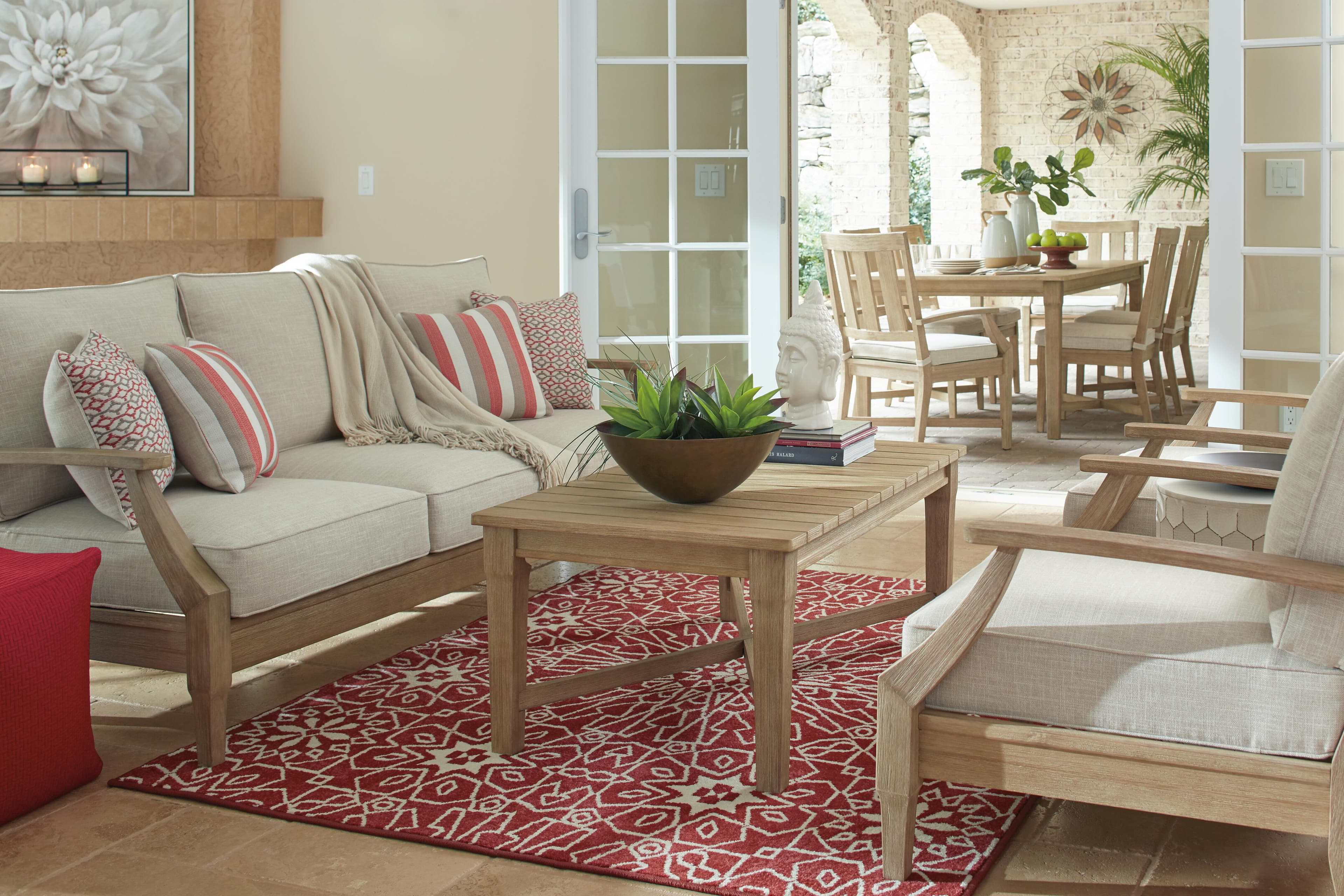 Clare View Sofa with Cushion — White;Brown/Beige — view 6