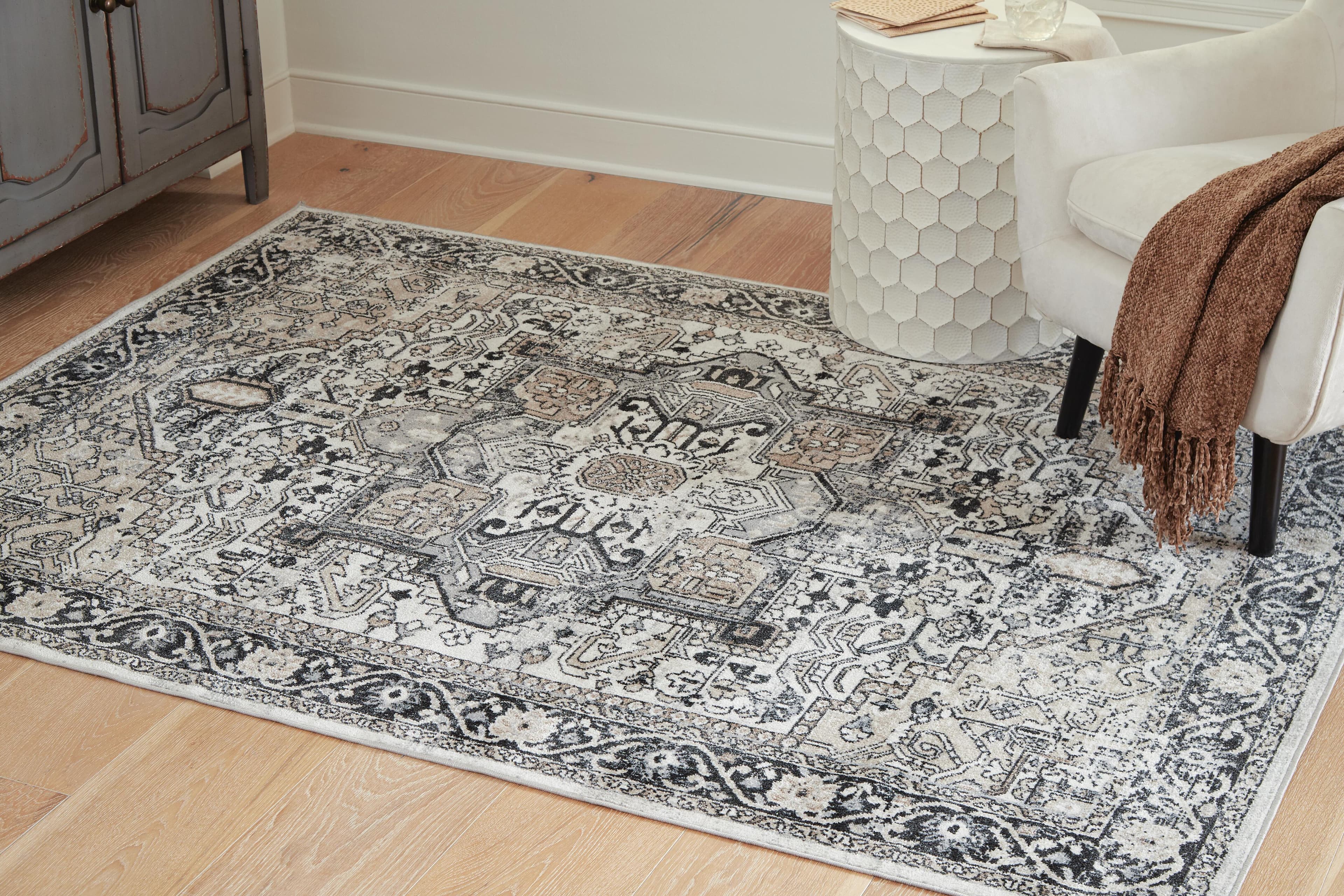 Gregmoore 5'2" x 6'10" Washable Rug — White;Black/Gray;Brown/Beige — view 2