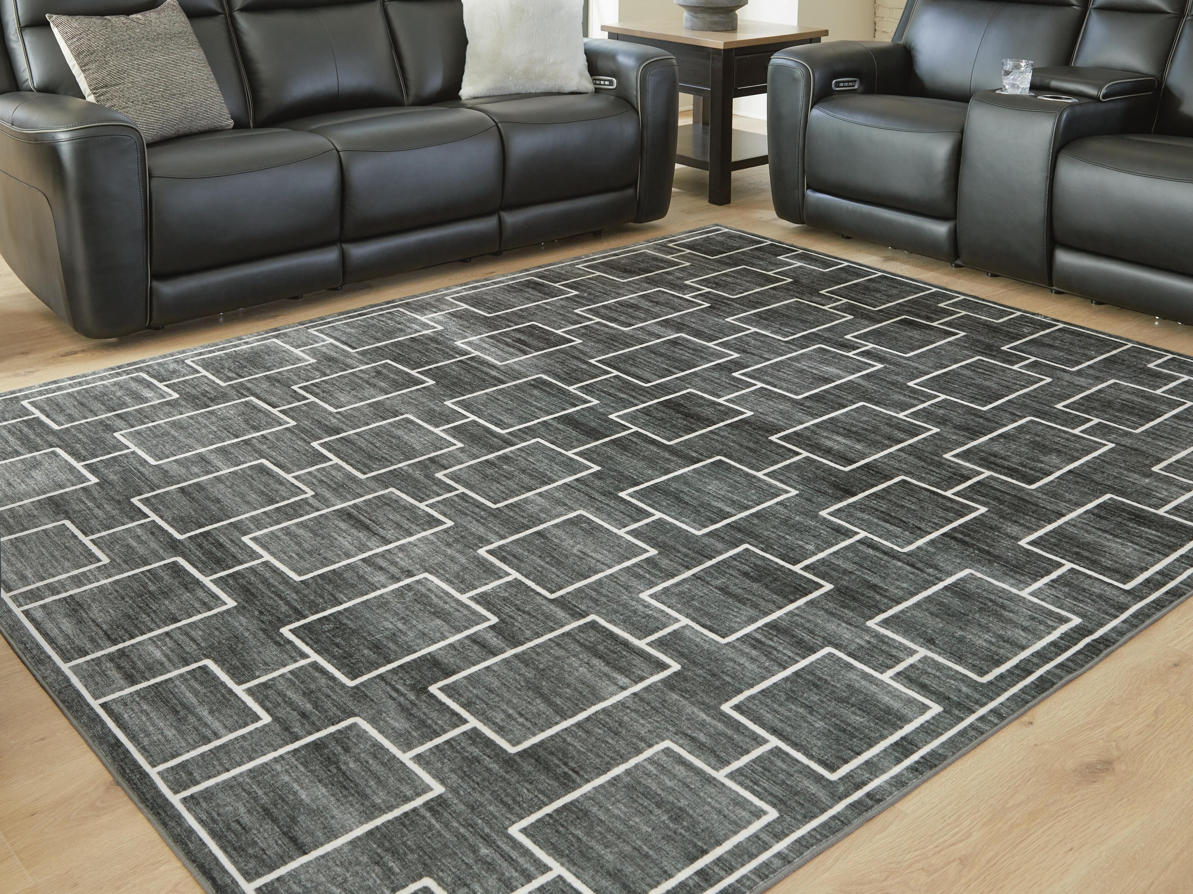 Elderland Washable 7'6" x 9'6" Area Rug — Black/Gray — view 2
