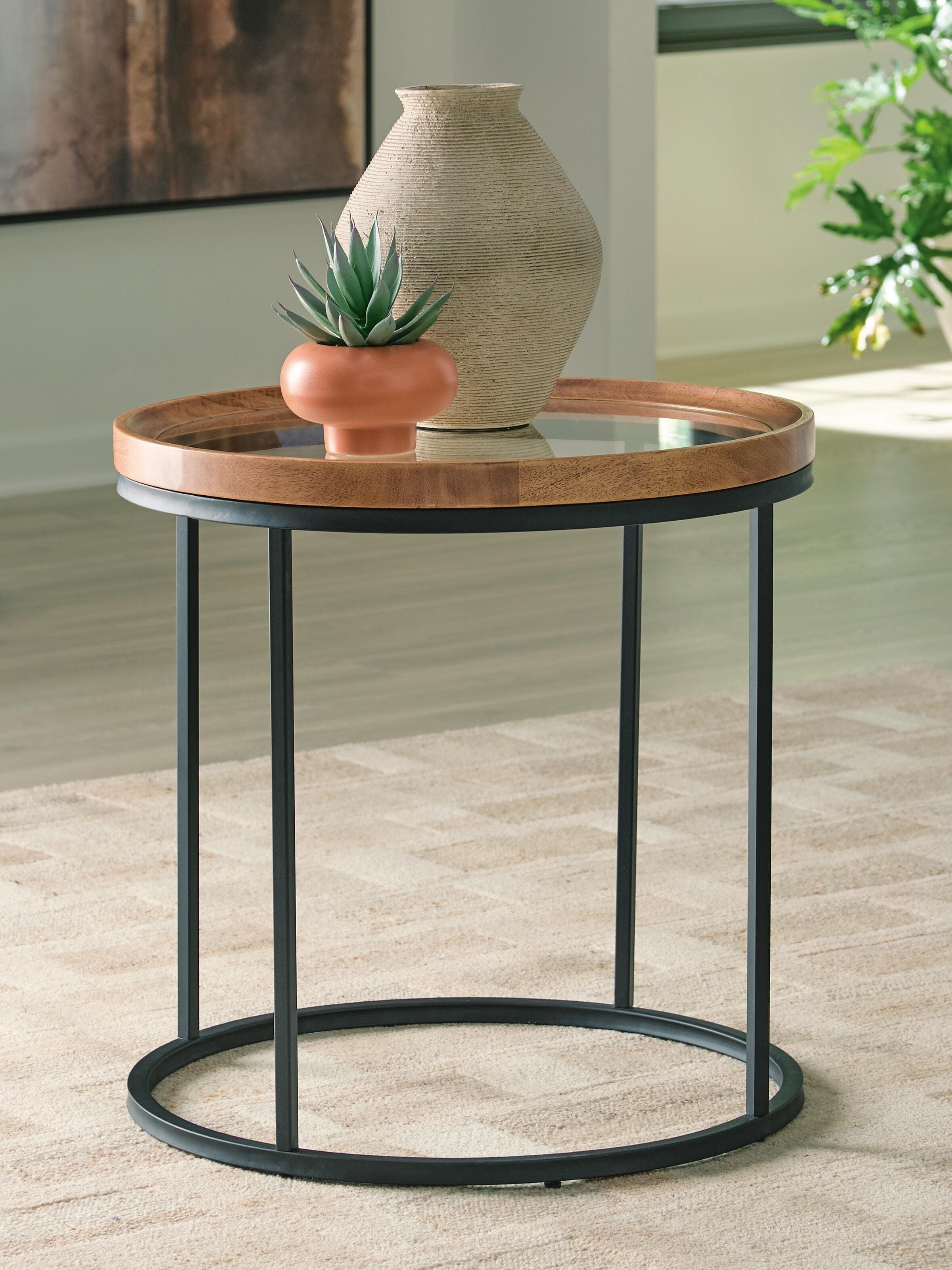 Noraluna End Table — Black/Gray;Brown/Beige — view 2