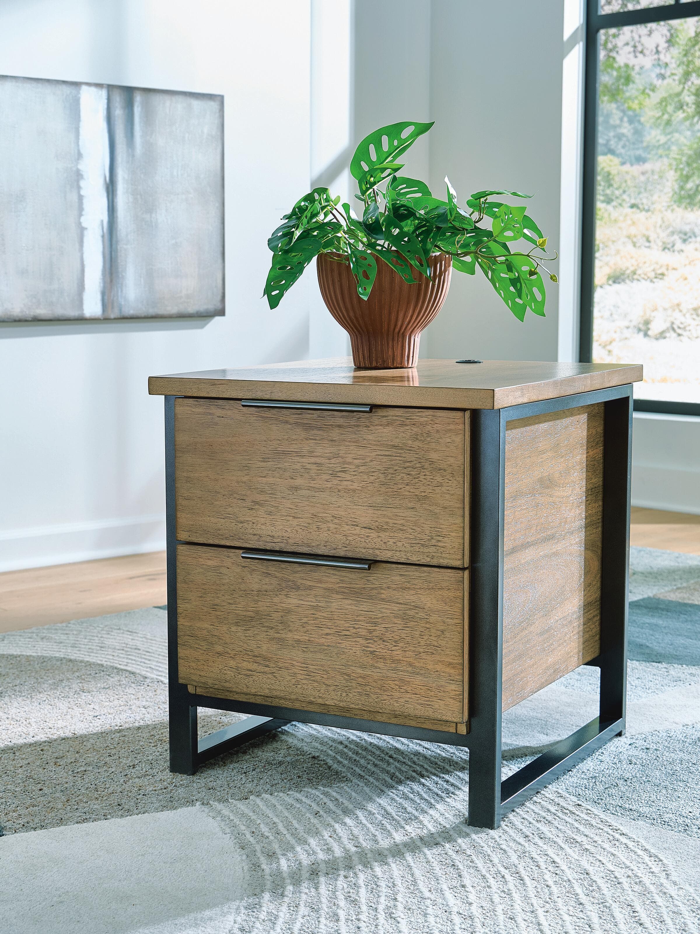 Montia End Table — Black/Gray;Brown/Beige — view 2