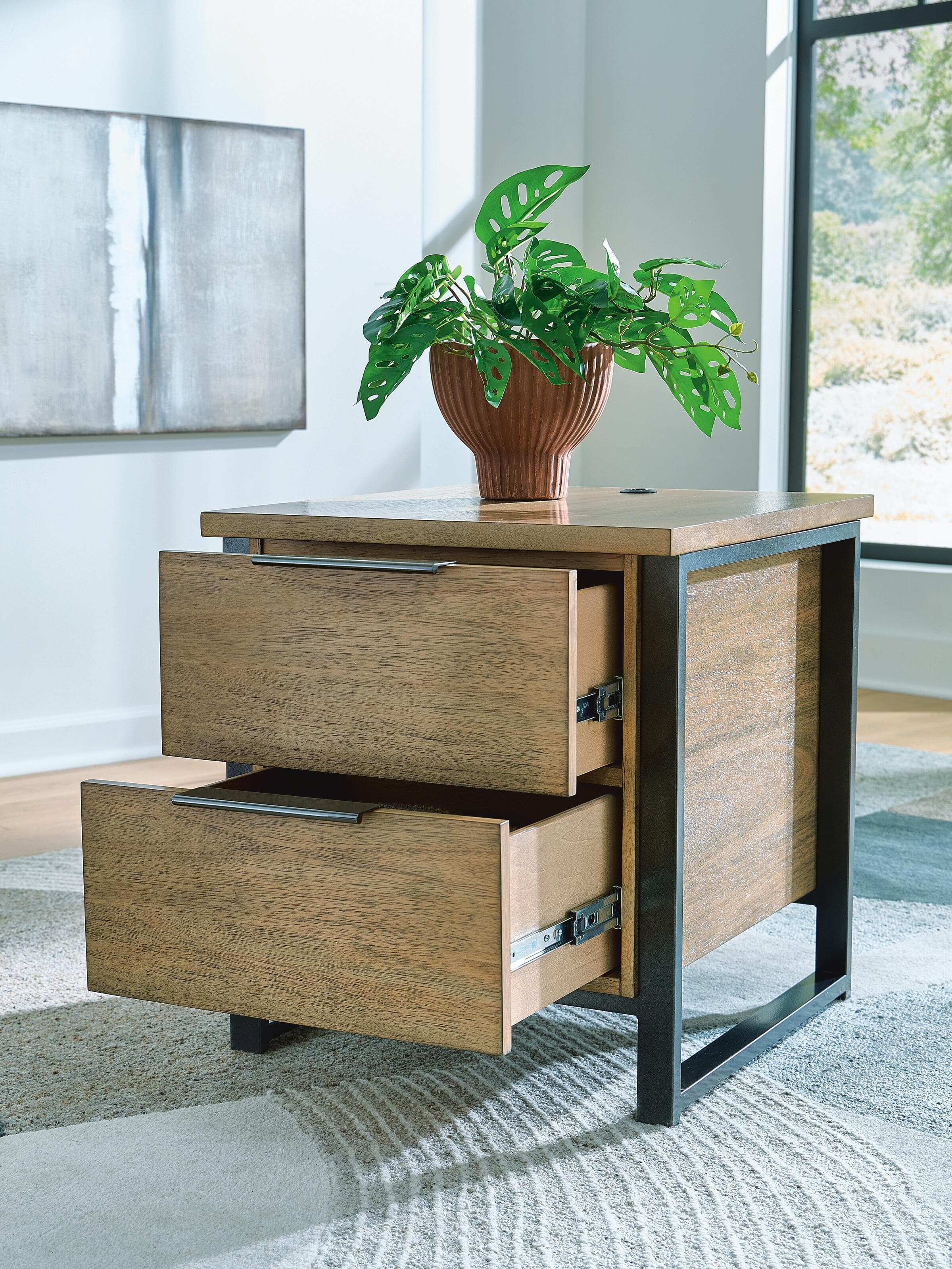 Montia End Table — Black/Gray;Brown/Beige — view 6