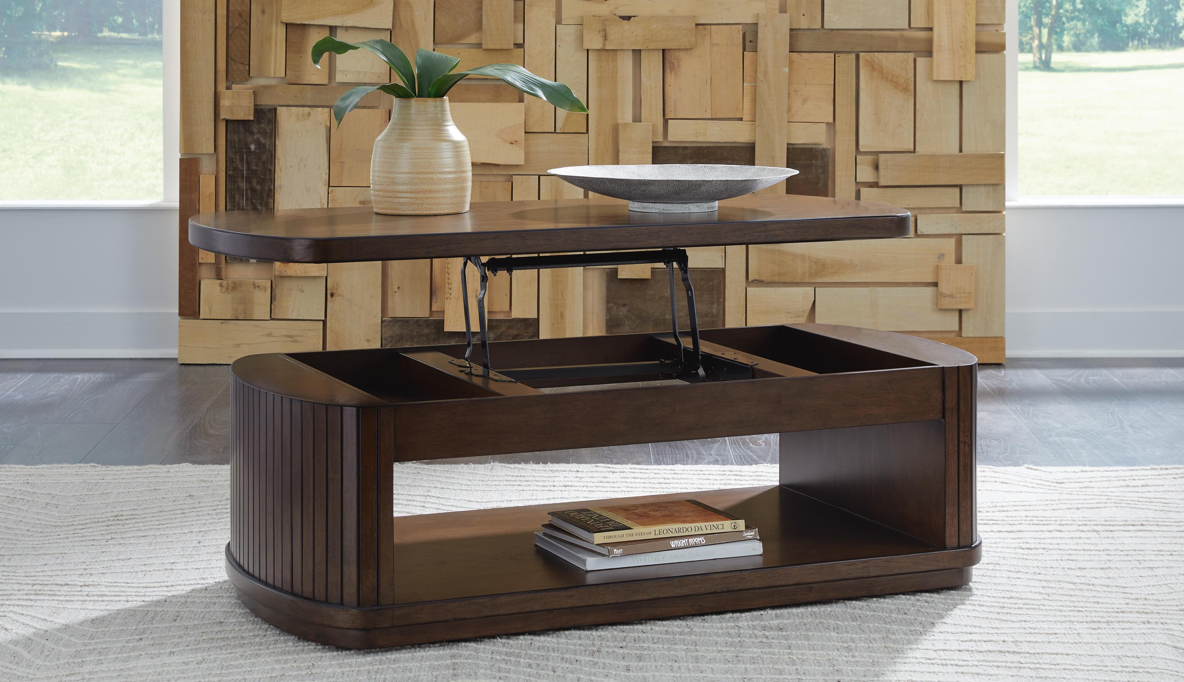Korestone Lift-Top Coffee Table — Brown/Beige — view 7