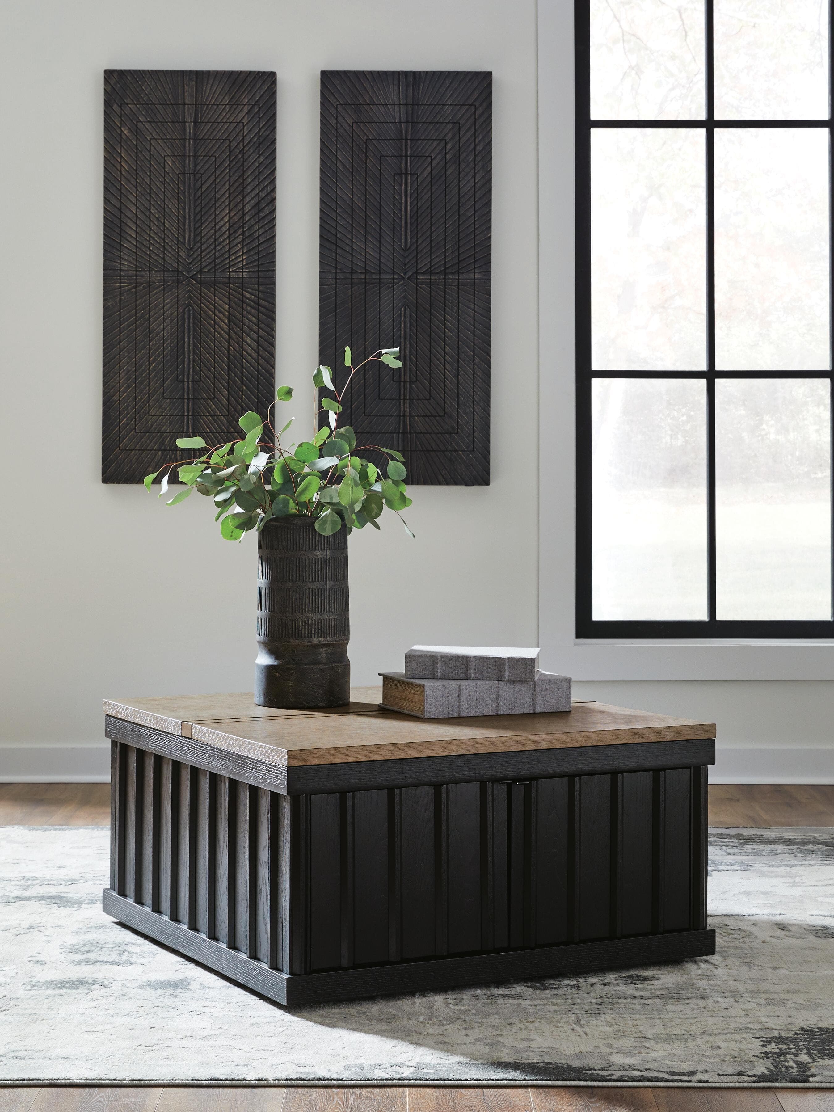 Rylandyn Lift-Top Coffee Table — Black/Gray;Brown/Beige — view 2