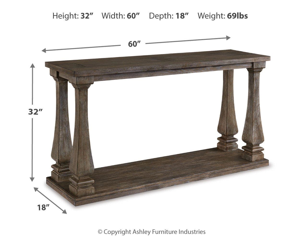 Johnelle Sofa Table — Brown/Beige — view 4