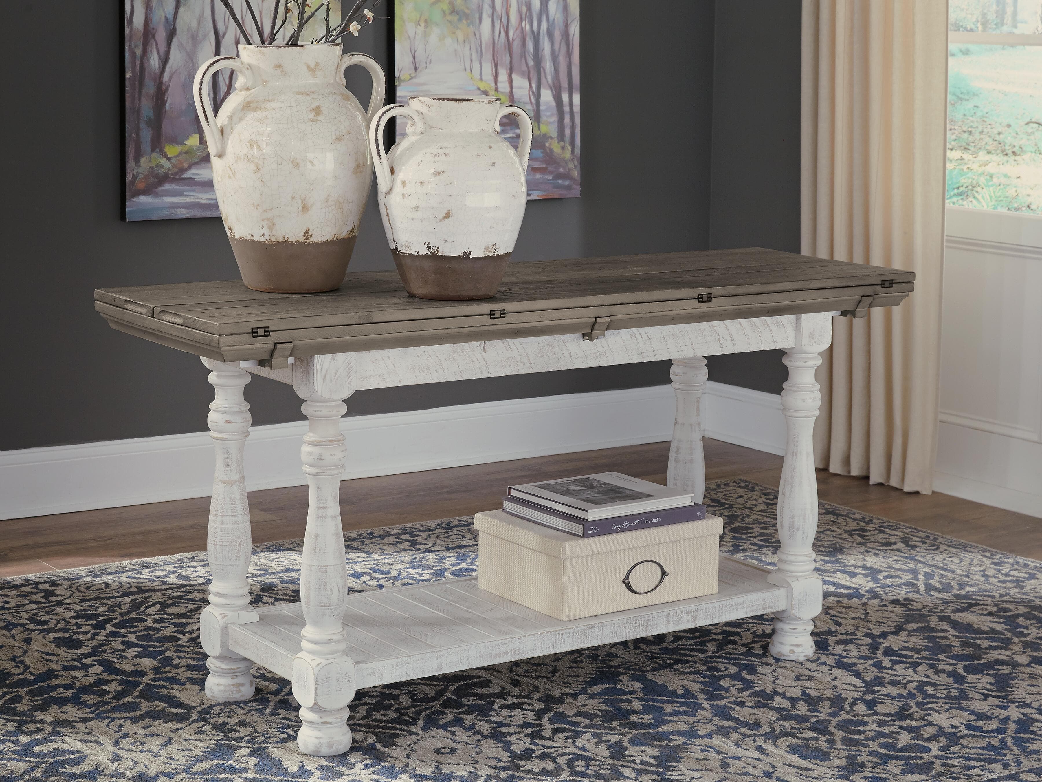 Havalance Sofa/Console Table — White;Brown/Beige — view 2