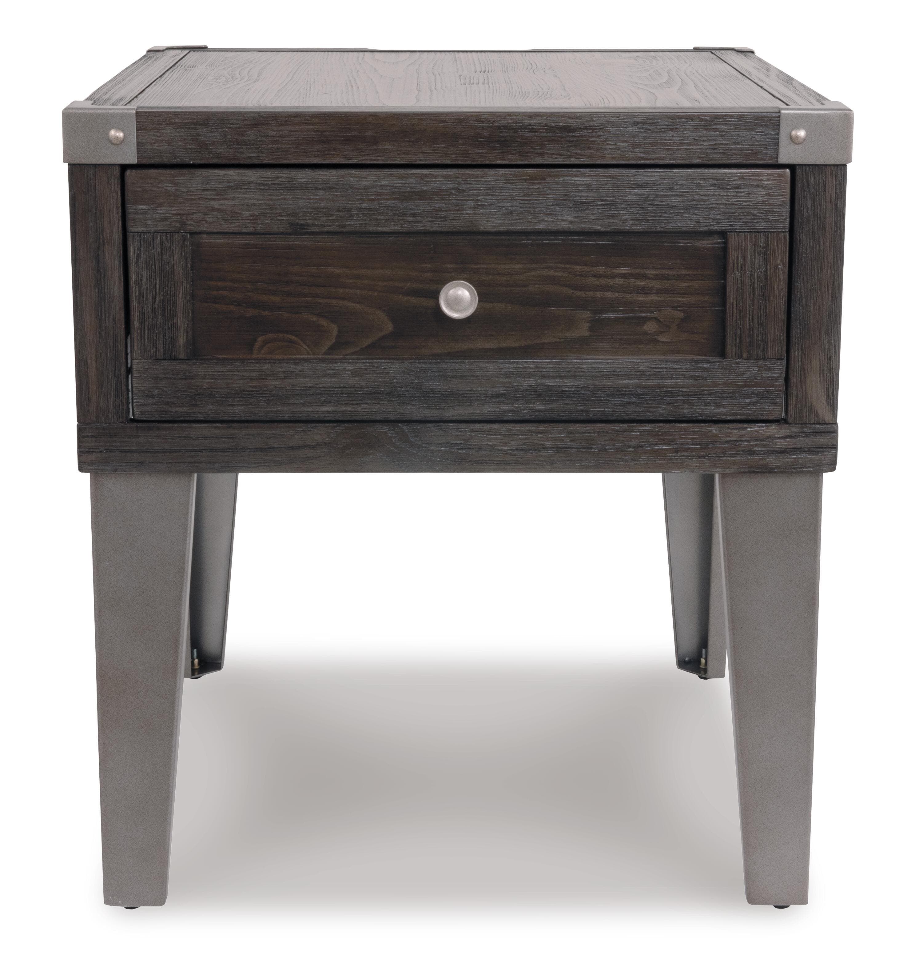 Todoe End Table with USB Ports & Outlets — Black/Gray — view 6