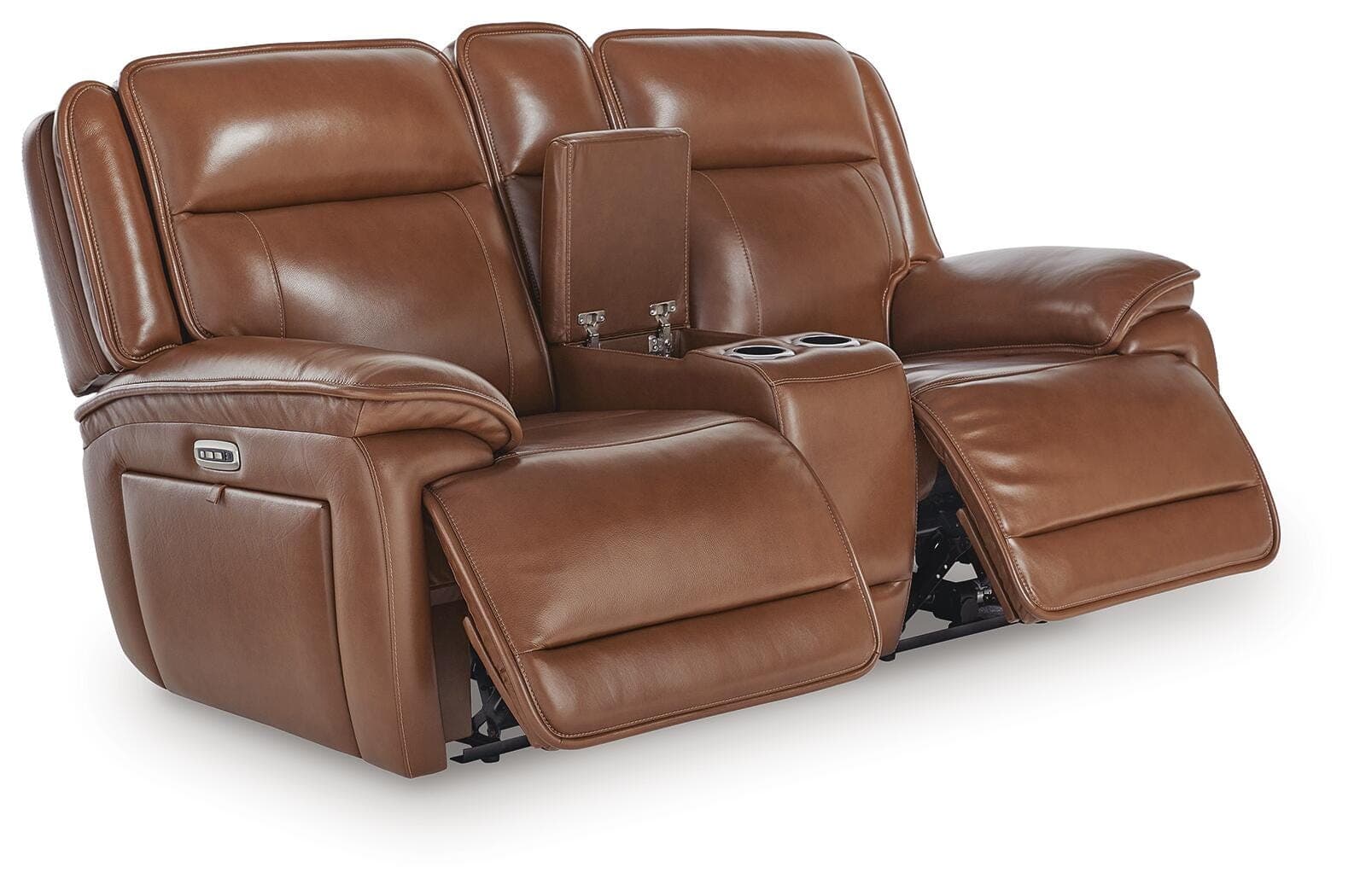 Healy Pier Power Reclining Loveseat with Console — Brown/Beige — view 3