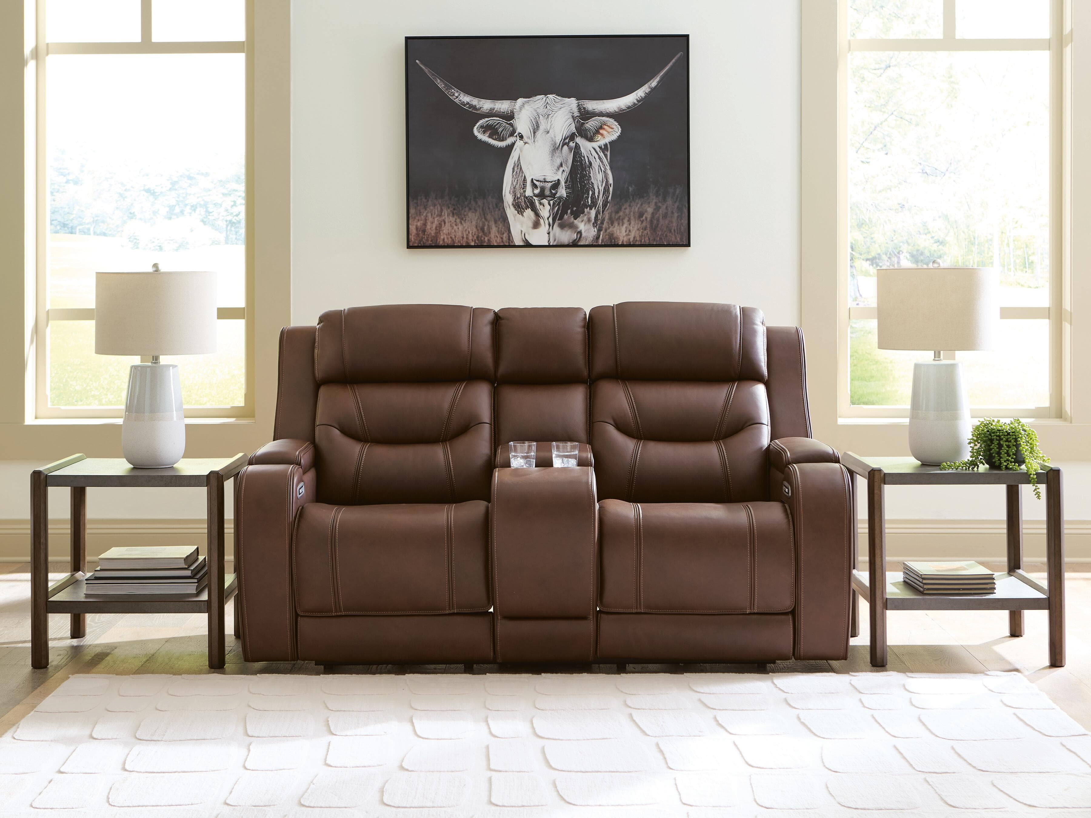 Dreamer Power Reclining Loveseat with Audio Seating — Brown/Beige — view 2