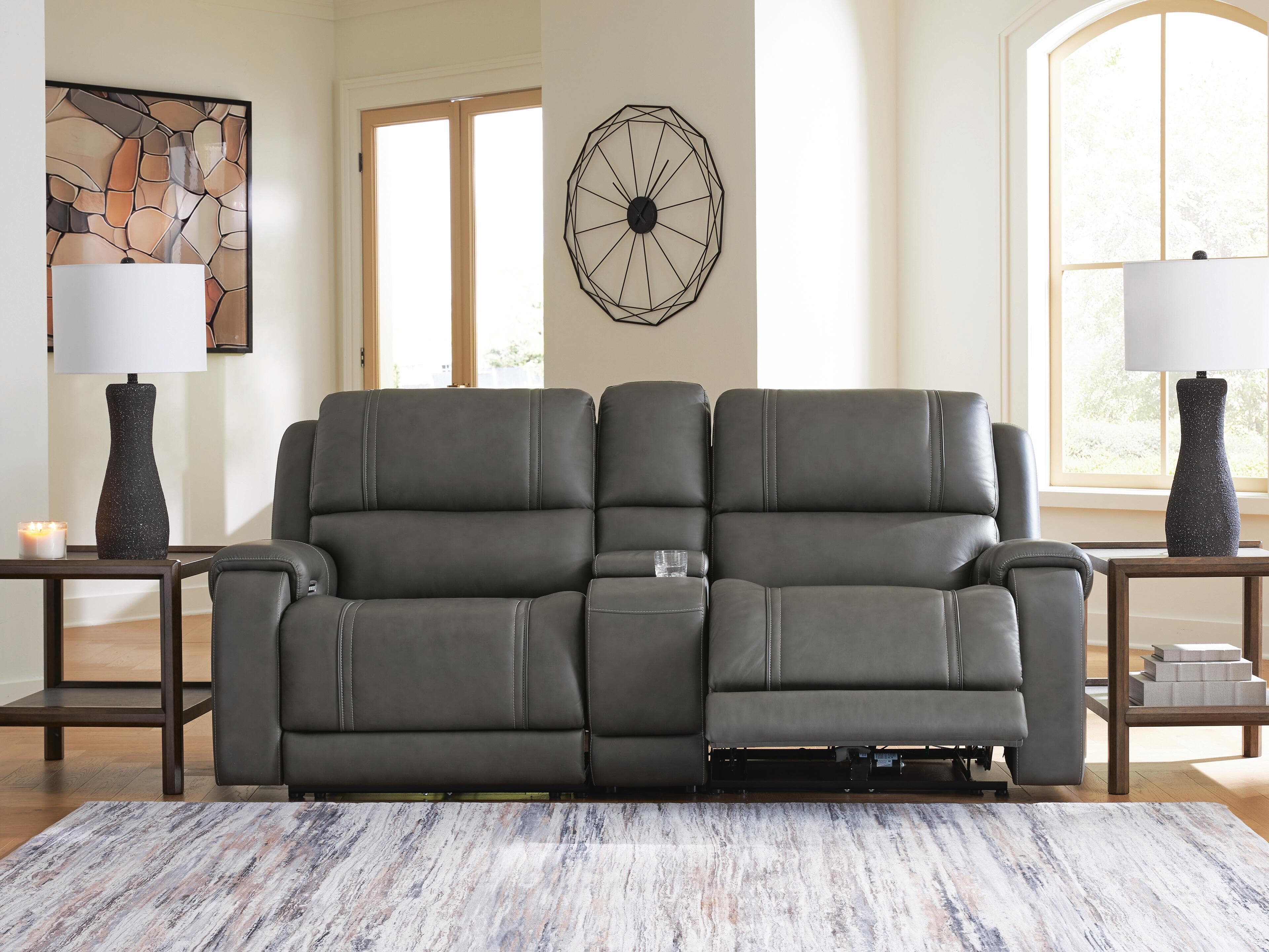5Z-Harrenhurst 3-Piece Power Reclining Sectional Loveseat with Console — Anchor — view 3