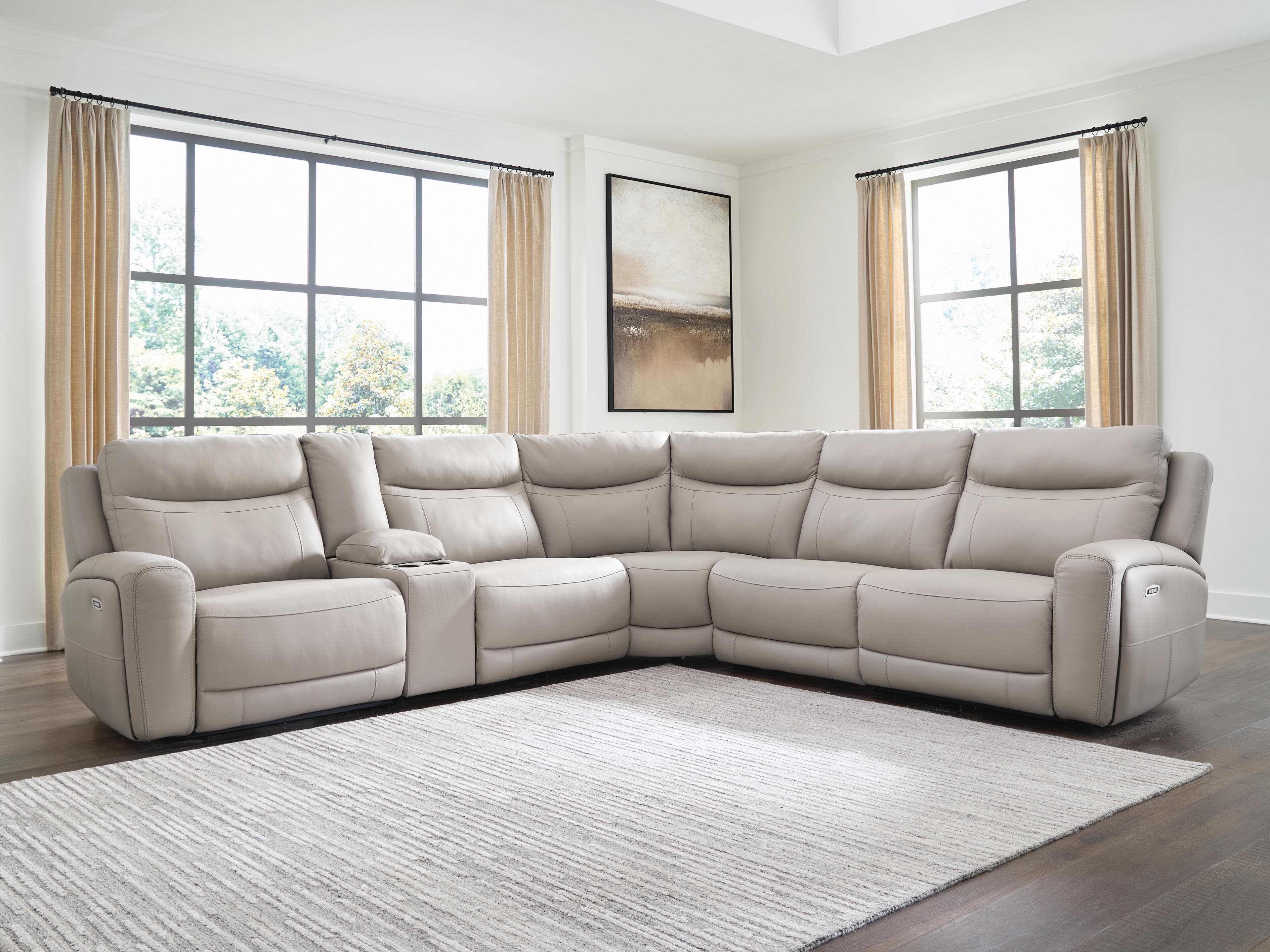 Gravier 6-Piece Power Reclining Sectional with Storage Console — Gray — view 2