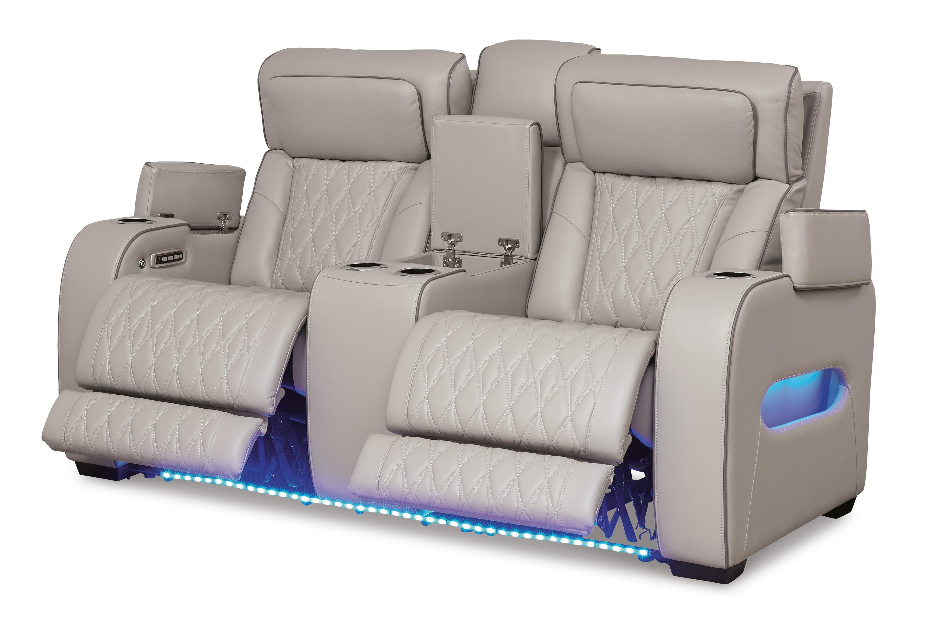Boyington Power Reclining Loveseat with Console — Black/Gray — view 3