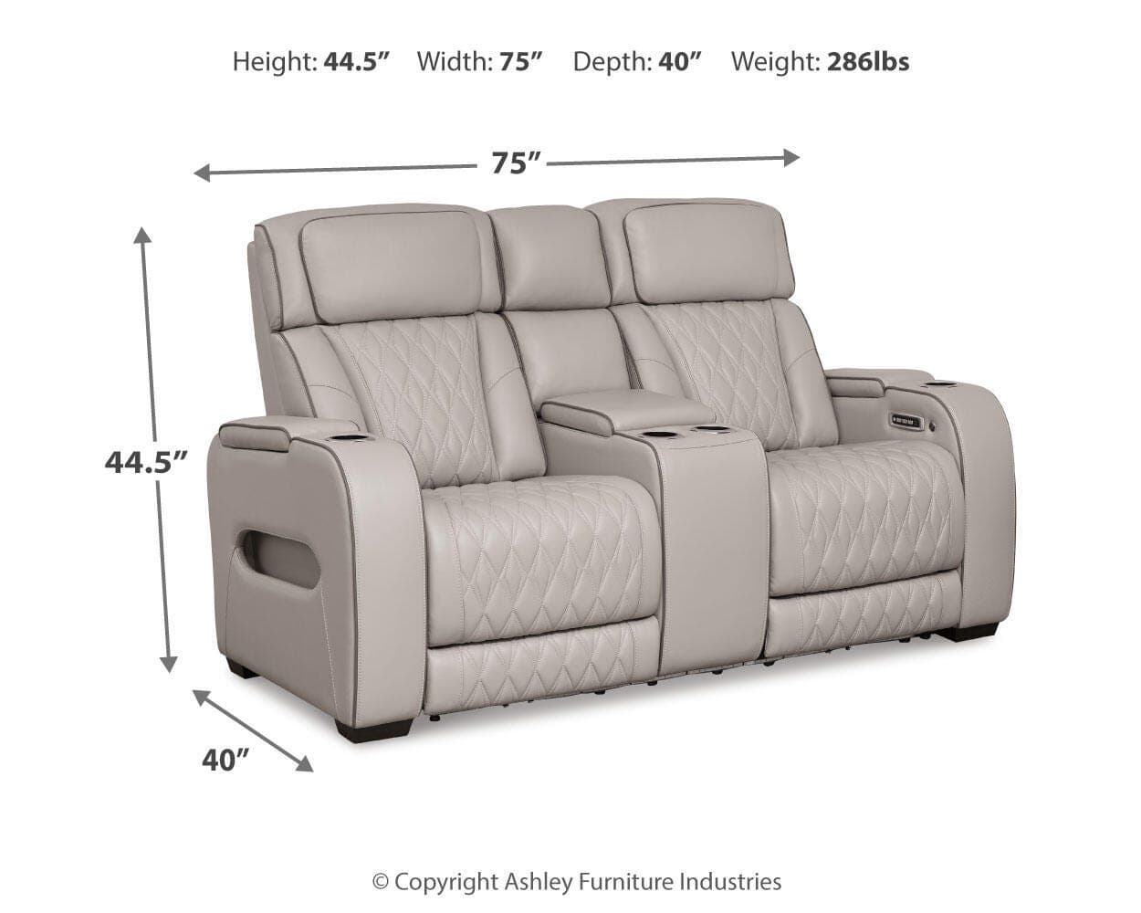 Boyington Power Reclining Loveseat with Console — Black/Gray — view 4