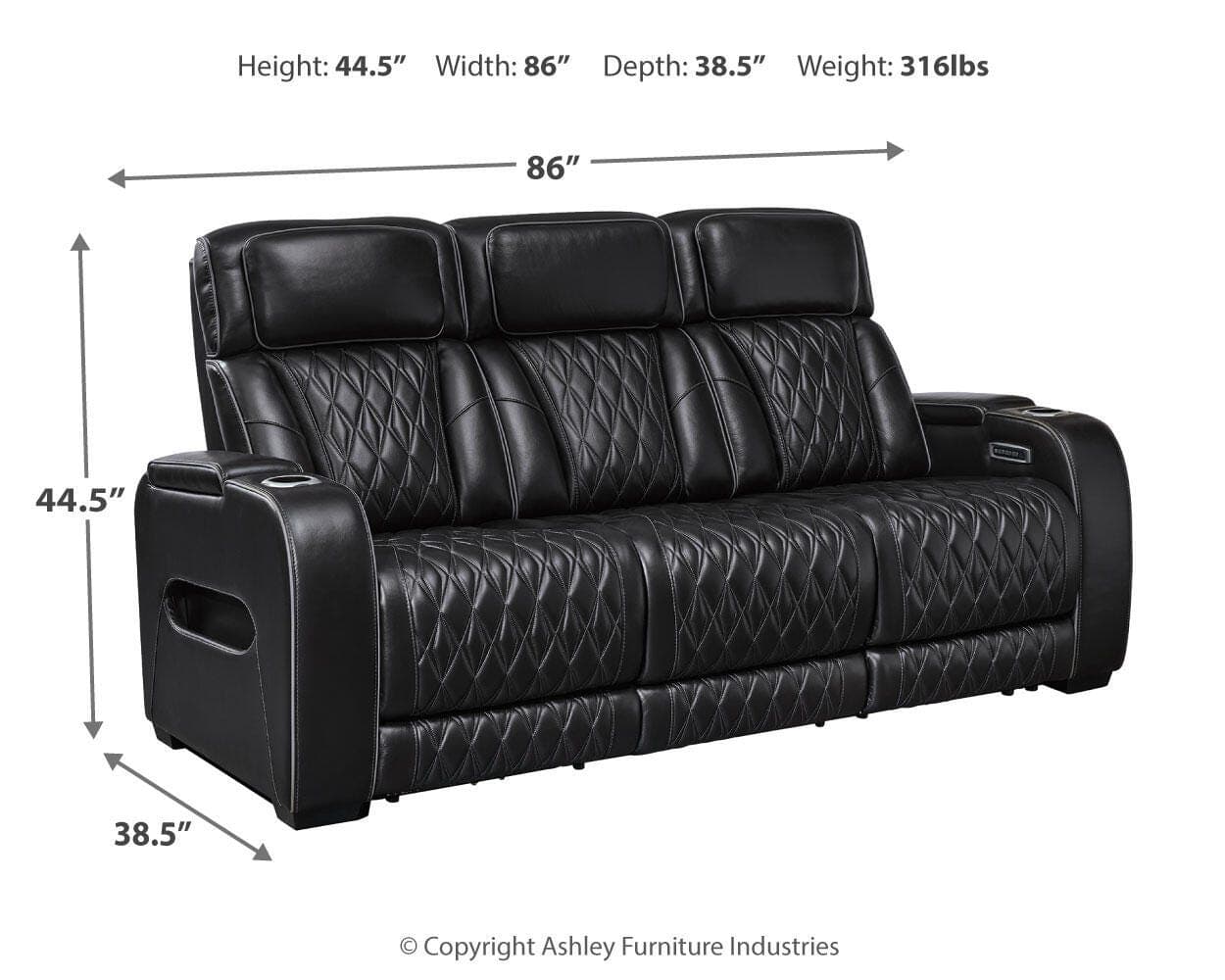 Boyington Power Reclining Sofa — Black/Gray — view 4