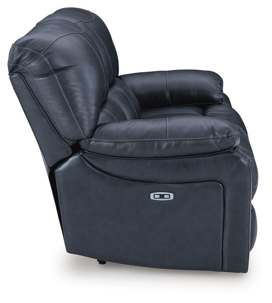 Leesworth Power Reclining Loveseat — Blue — view 6