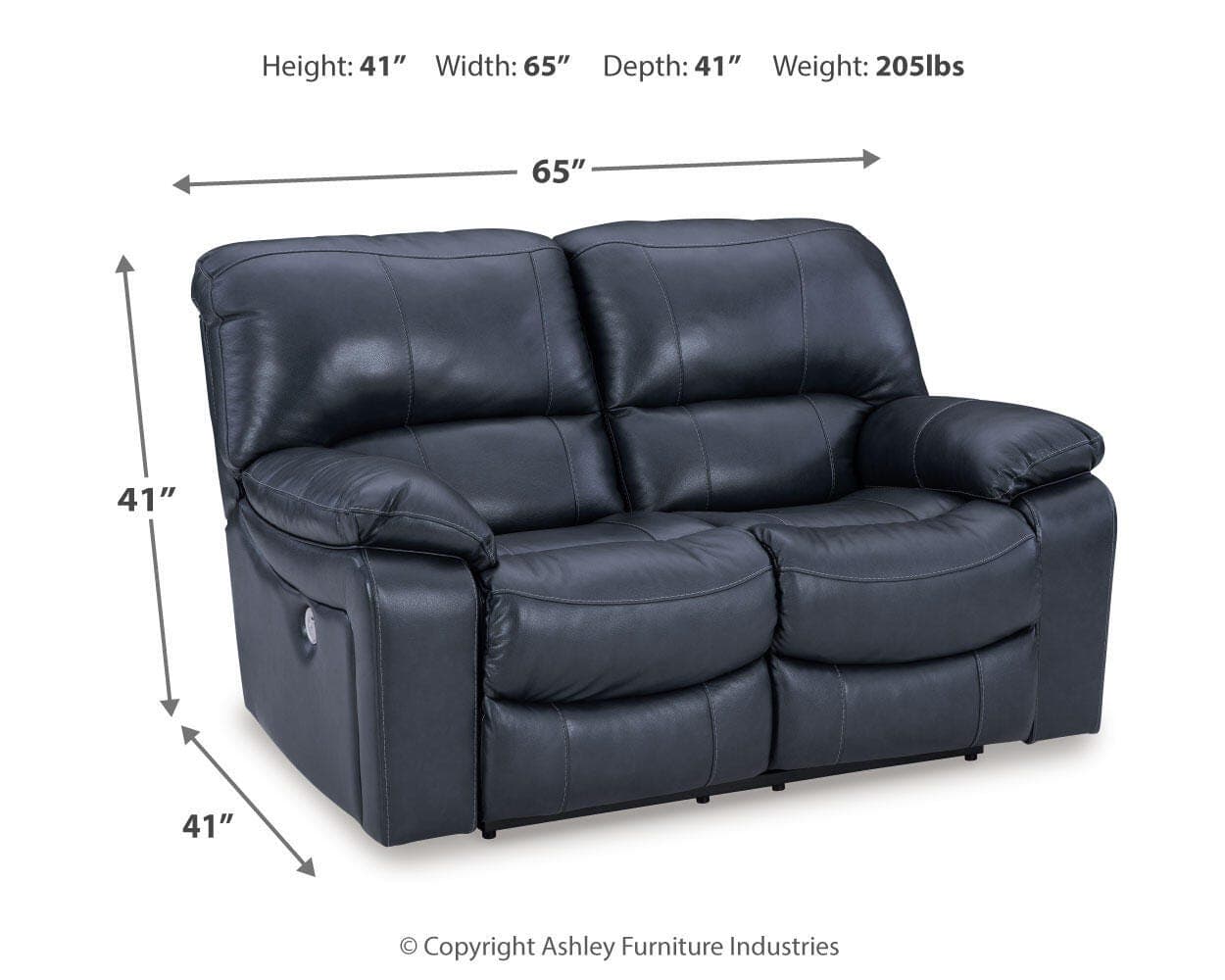 Leesworth Power Reclining Loveseat — Blue — view 4