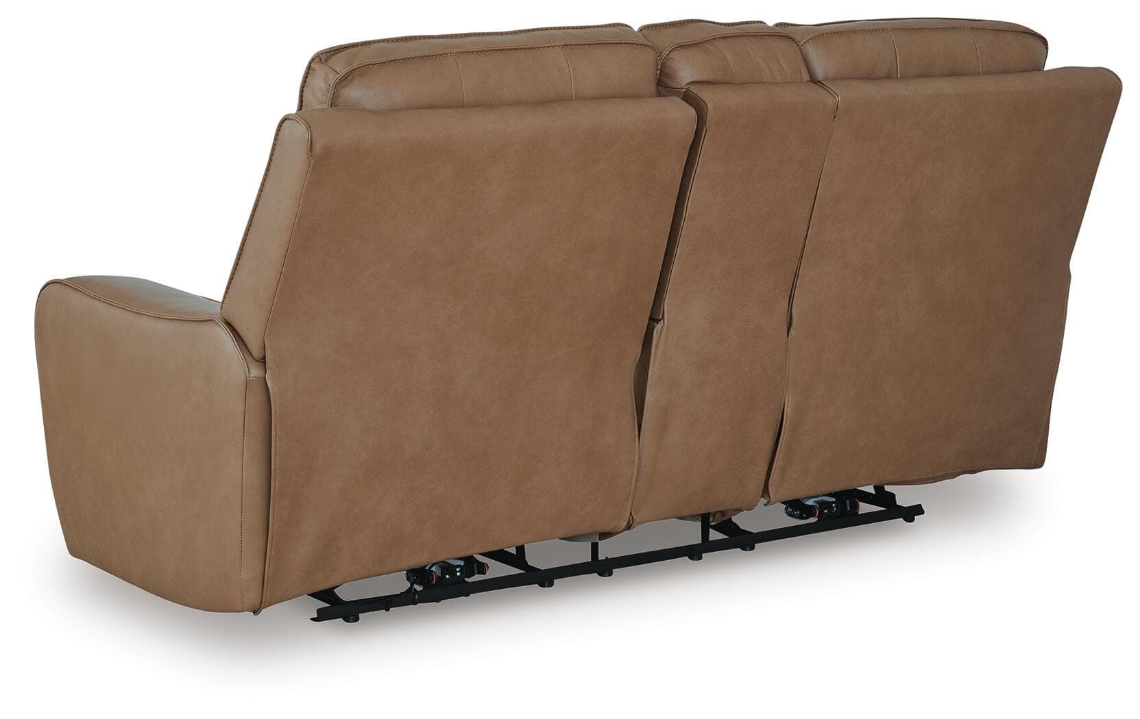 Silverbrooke Power Reclining Loveseat with Console — Brown/Beige — view 5