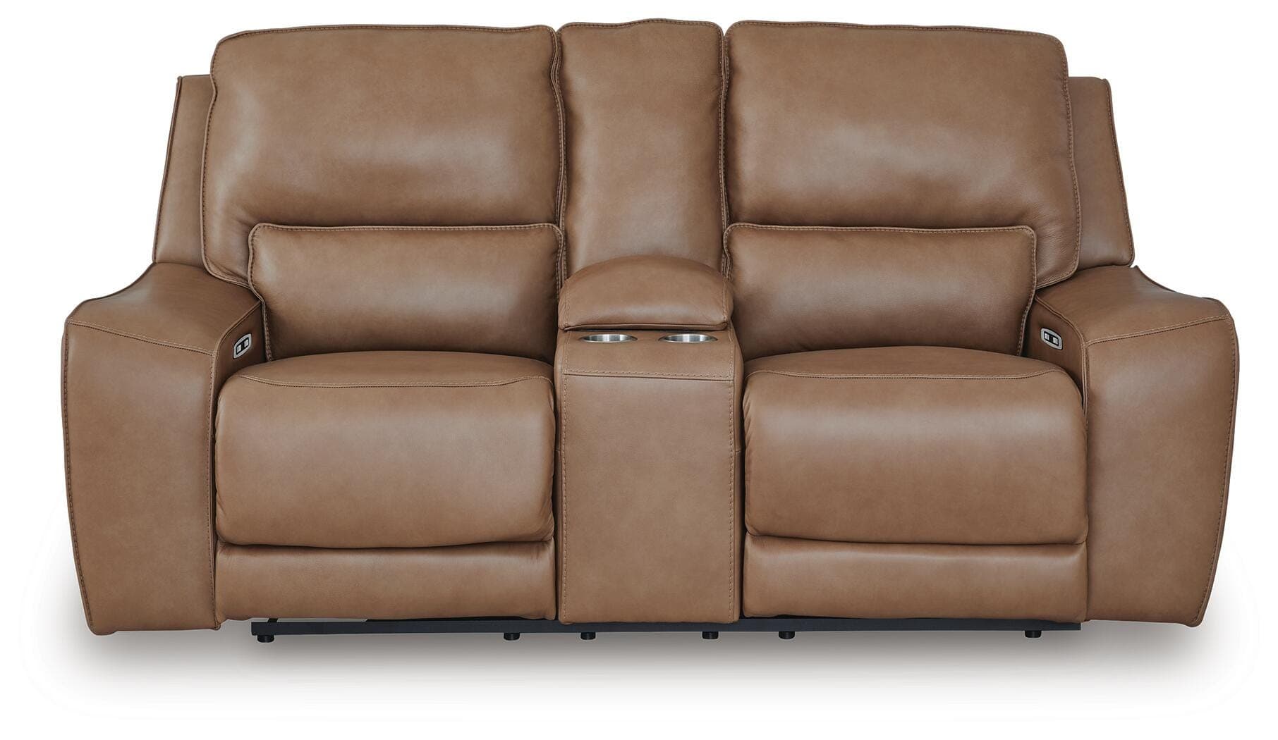 Silverbrooke Power Reclining Loveseat with Console — Brown/Beige — view 4