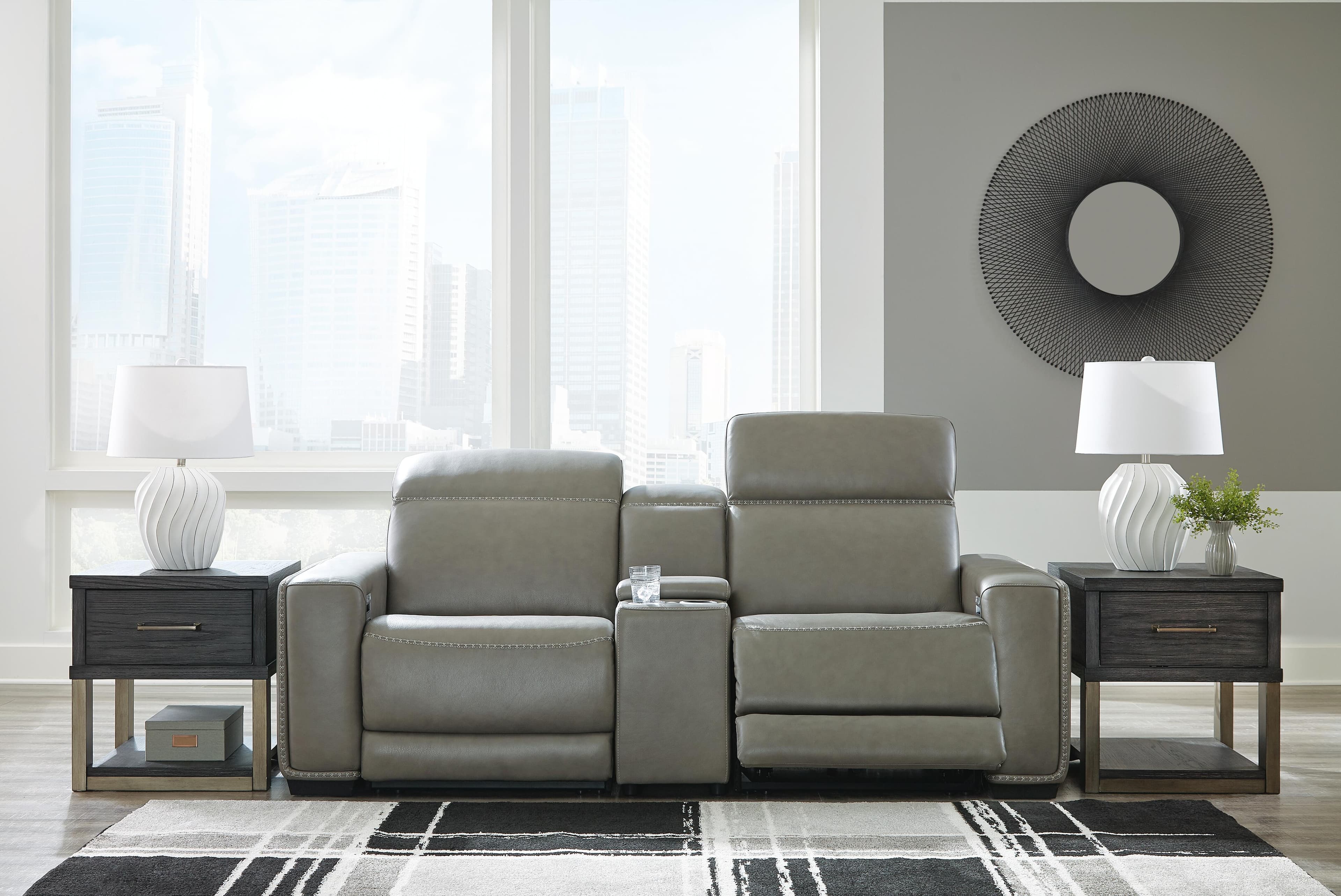 Correze 3-Piece Power Reclining Sectional Loveseat — Black/Gray — view 7