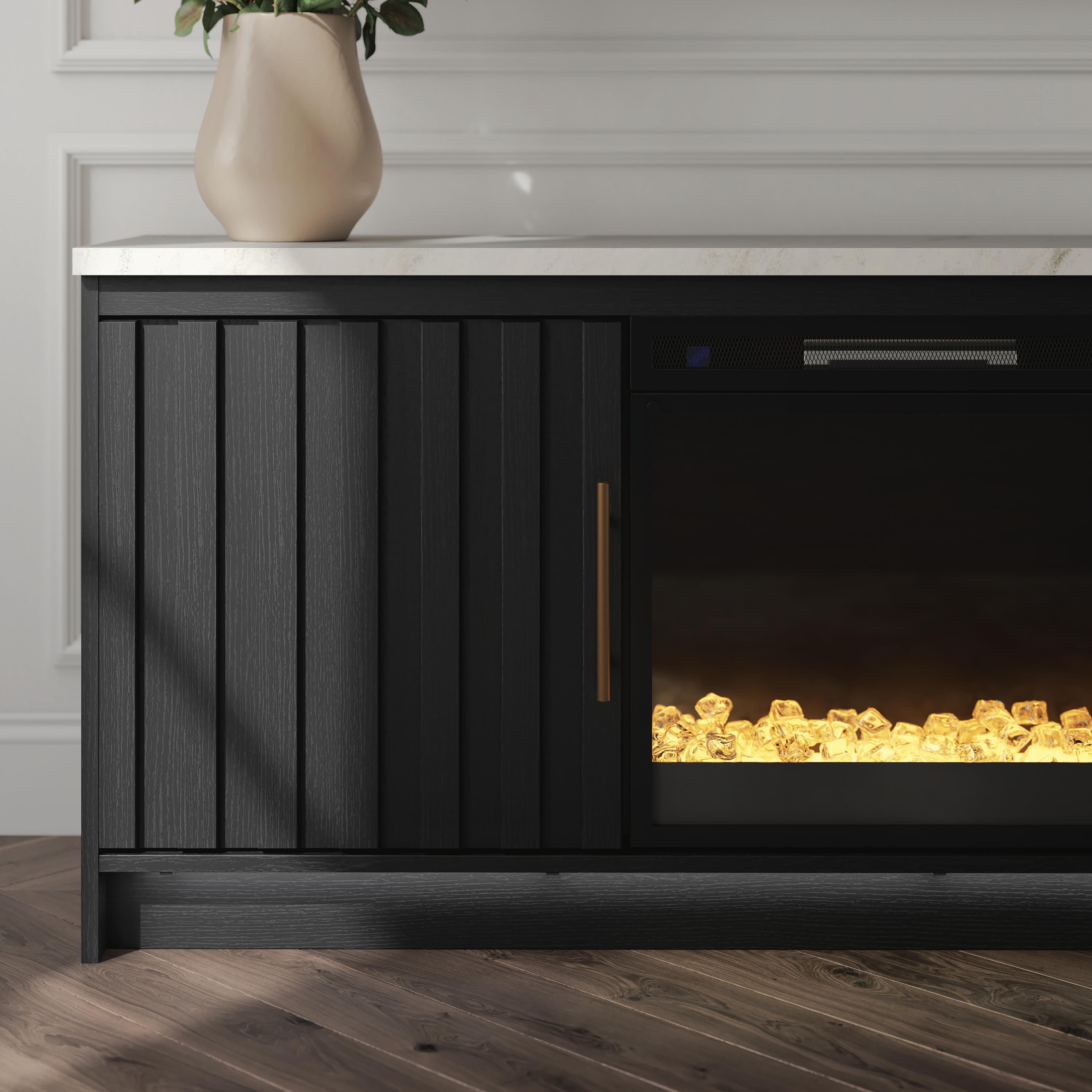 Cadmori 63" TV Stand with Electric Fireplace — Black/White — view 5