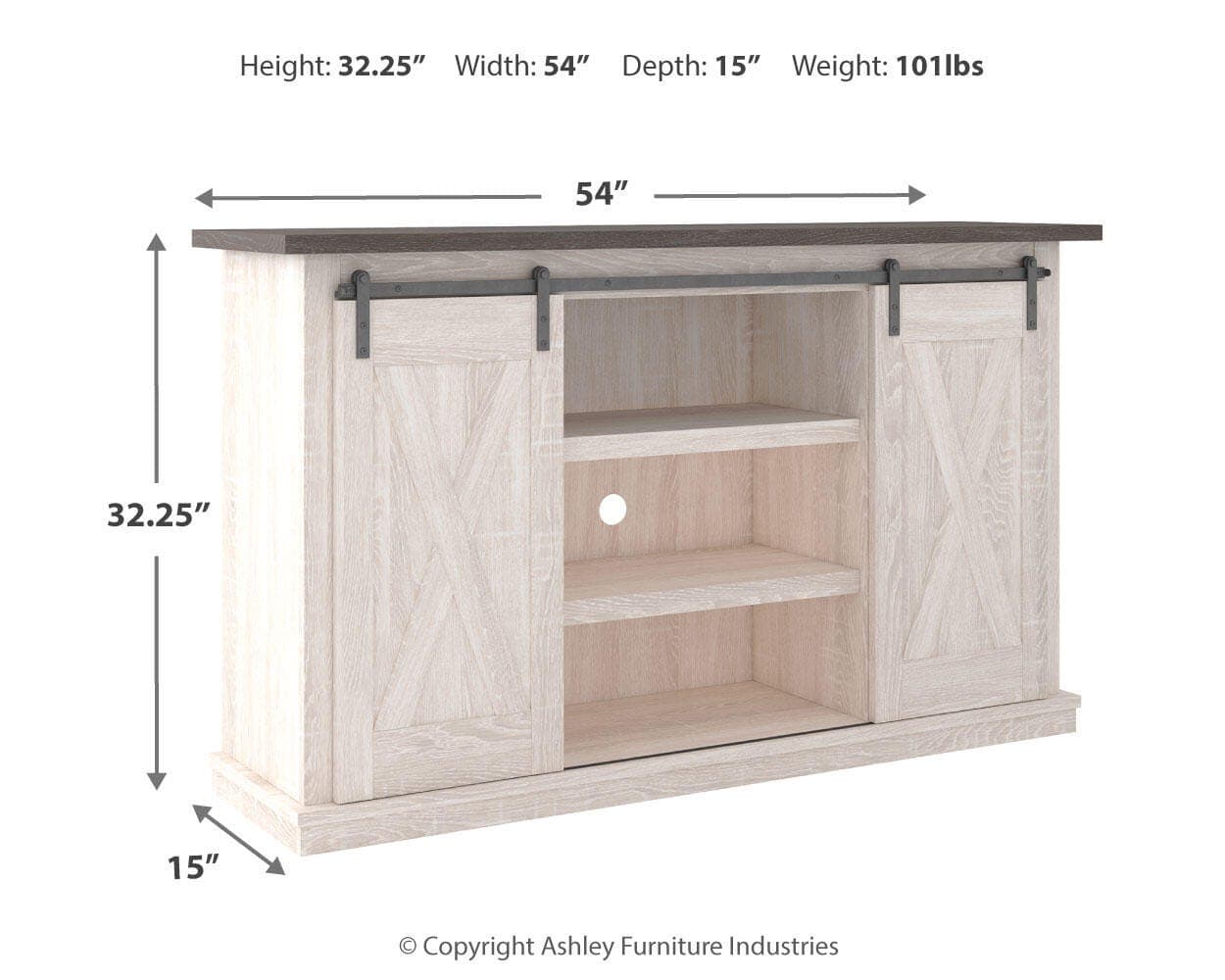 Dorrinson 54" TV Stand — White;Black/Gray — view 3