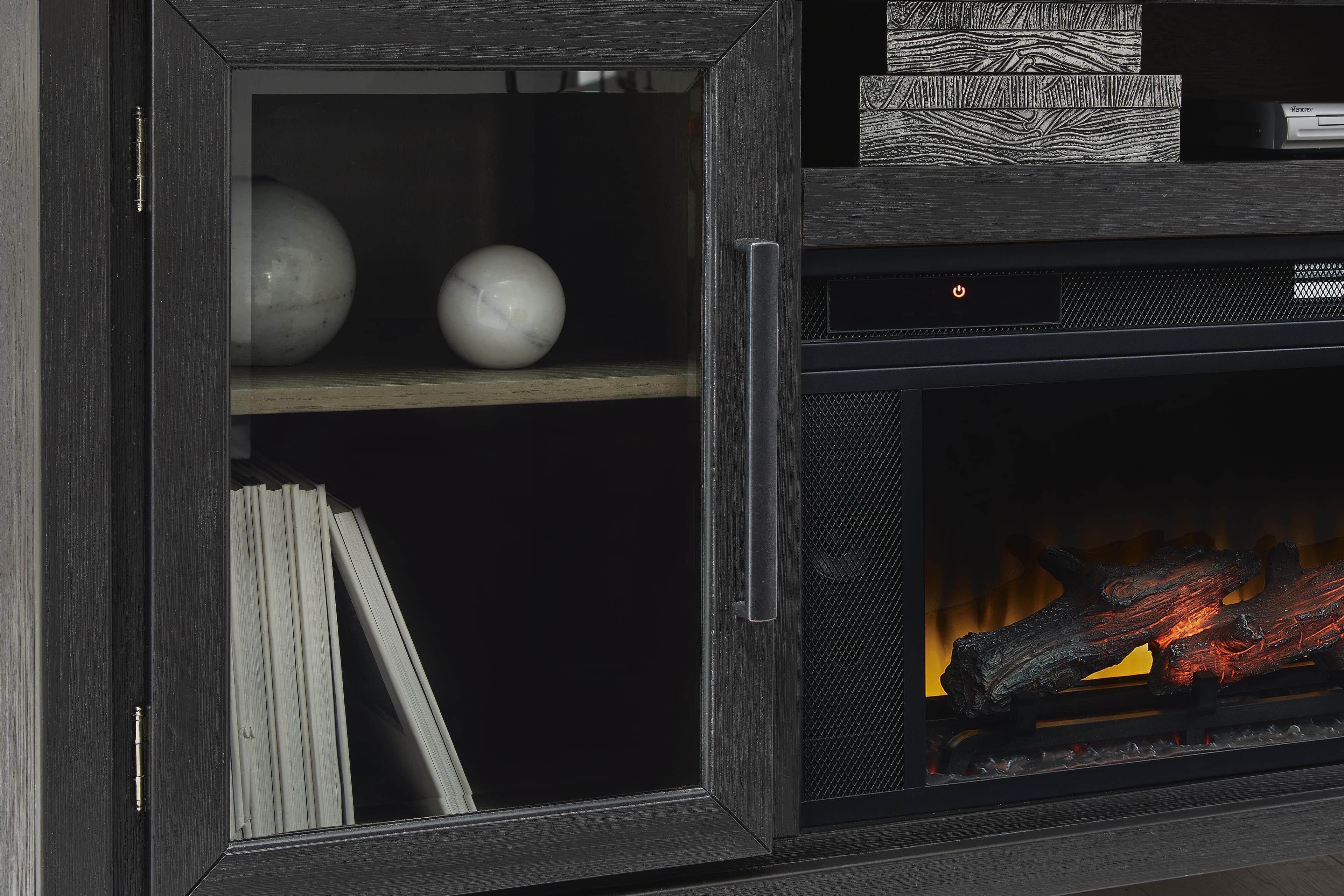 Foyland 83" TV Stand with Electric Fireplace — Black/Gray;Brown/Beige — view 6
