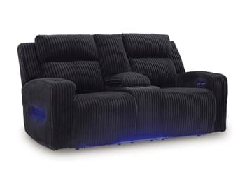 TwinBrooke Power Reclining Loveseat with Console — Black/Gray — view 8