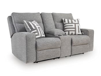 Biscoe Power Reclining Loveseat with Console — Black/Gray — view 8