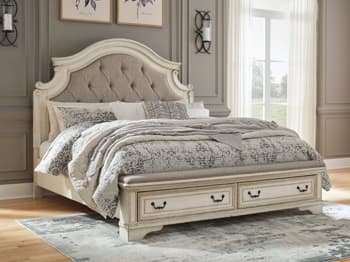 Realyn Queen Upholstered Storage Bed — White — view 7