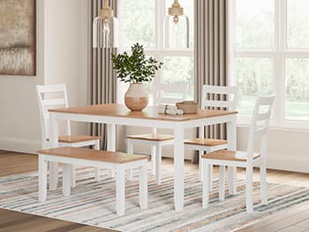 Gesthaven Dining Table with 4 Chairs and Bench (Set of 6) — White;Brown/Beige — view 8