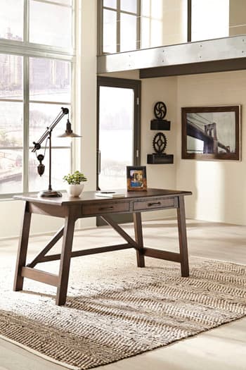 Baldridge Home Office Desk — Brown/Beige — view 8