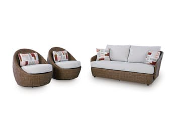 Cardiff Beach Outdoor Loveseat/2 Swivel Chairs (Set of 3) — Beige — view 8