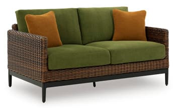 Horizon Hall Outdoor Loveseat with Cushion — Brown/Beige;Green — view 8