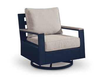 Mabry Shores Outdoor Swivel Glider Chair with Cushion — Navy Blue/Driftwood — view 6