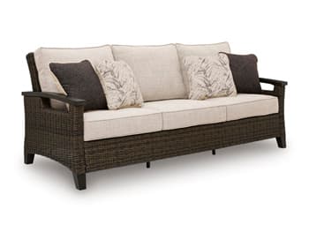 Drakes Beach Outdoor Sofa with Cushion — Dark Brown — view 7