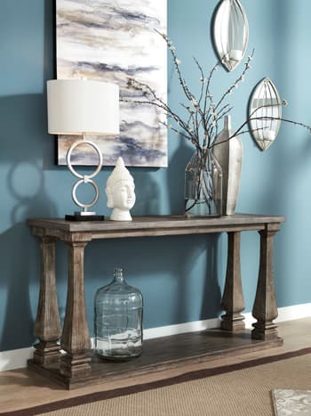 Johnelle Sofa Table — Brown/Beige — view 8