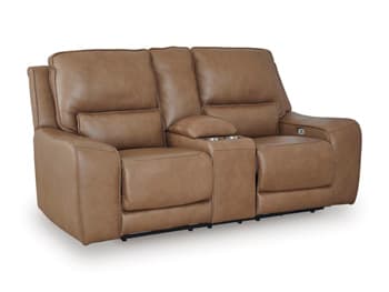 Silverbrooke Power Reclining Loveseat with Console — Brown/Beige — view 8