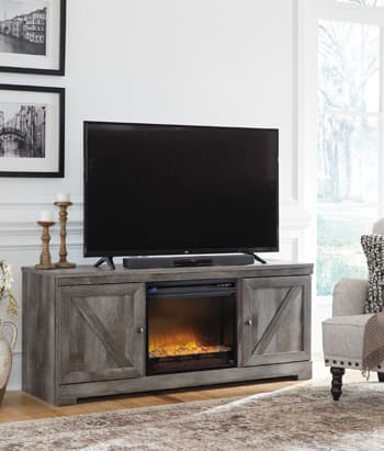 Wynnlow 63" TV Stand with Electric Fireplace — Black/Gray — view 8