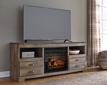 Trinell 63" TV Stand with Electric Fireplace — Brown/Beige — view 6